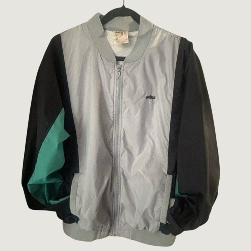 Vintage Prince Mens Windbreaker Jacket Size XL Track Tennis Nylon Colorblock 90s